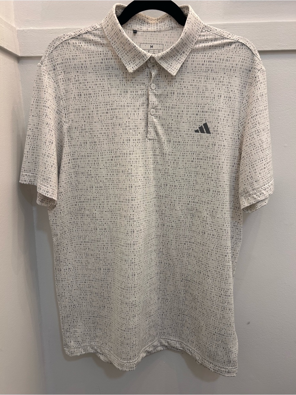 Adidas Men’s Short Sleeve Polo Shirt in Off-White Pattern